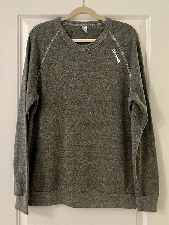 Facebook Gray Raglan Sleeve Sweatshirt, NEW